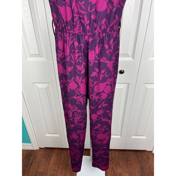 Agnes And Dora Purple Pink Floral Cap Short Sleeve Jumpsuit V Neck XS - Picture 8 of 8